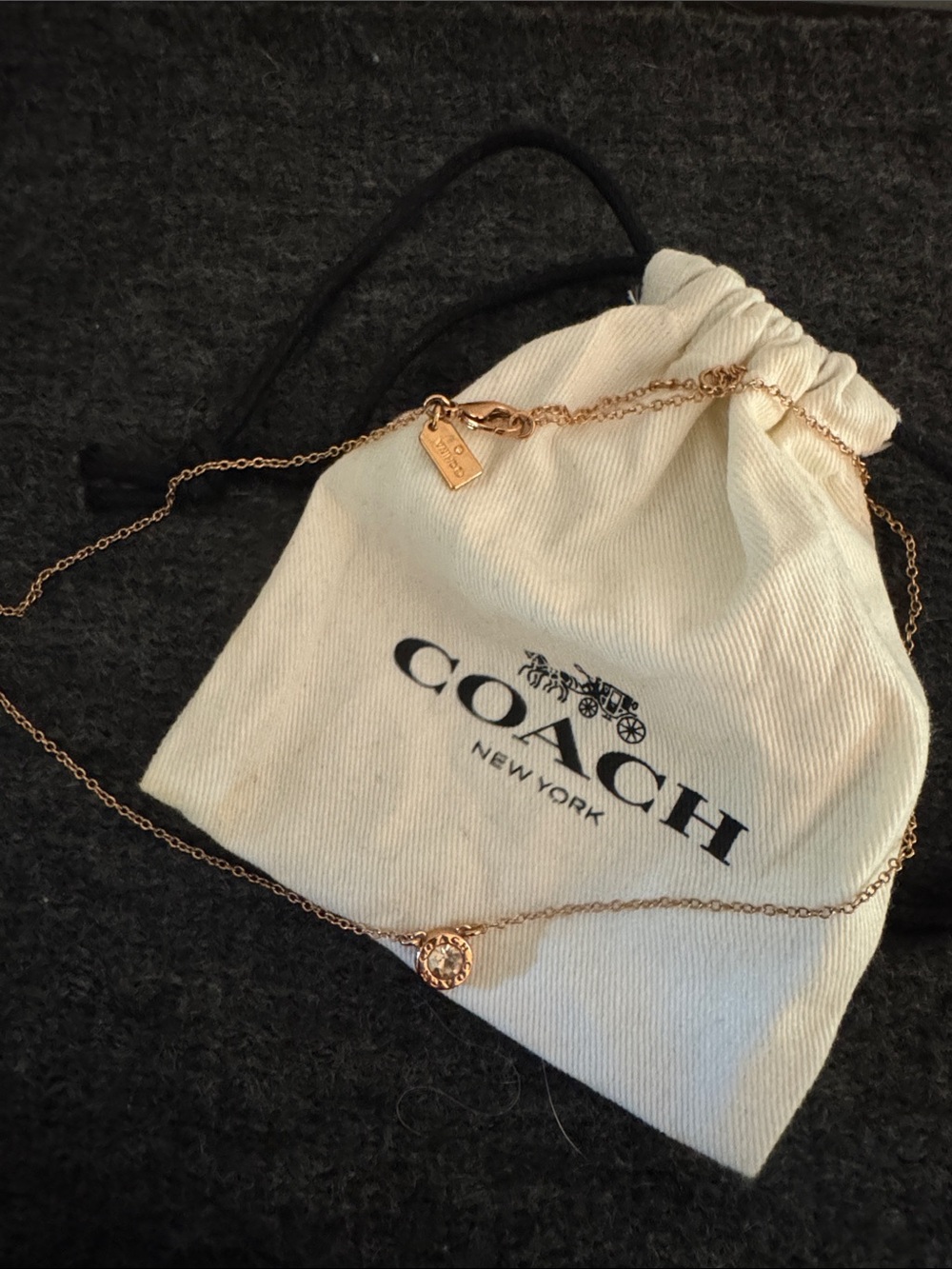 Coach Gold tone Mini Pendant Necklace